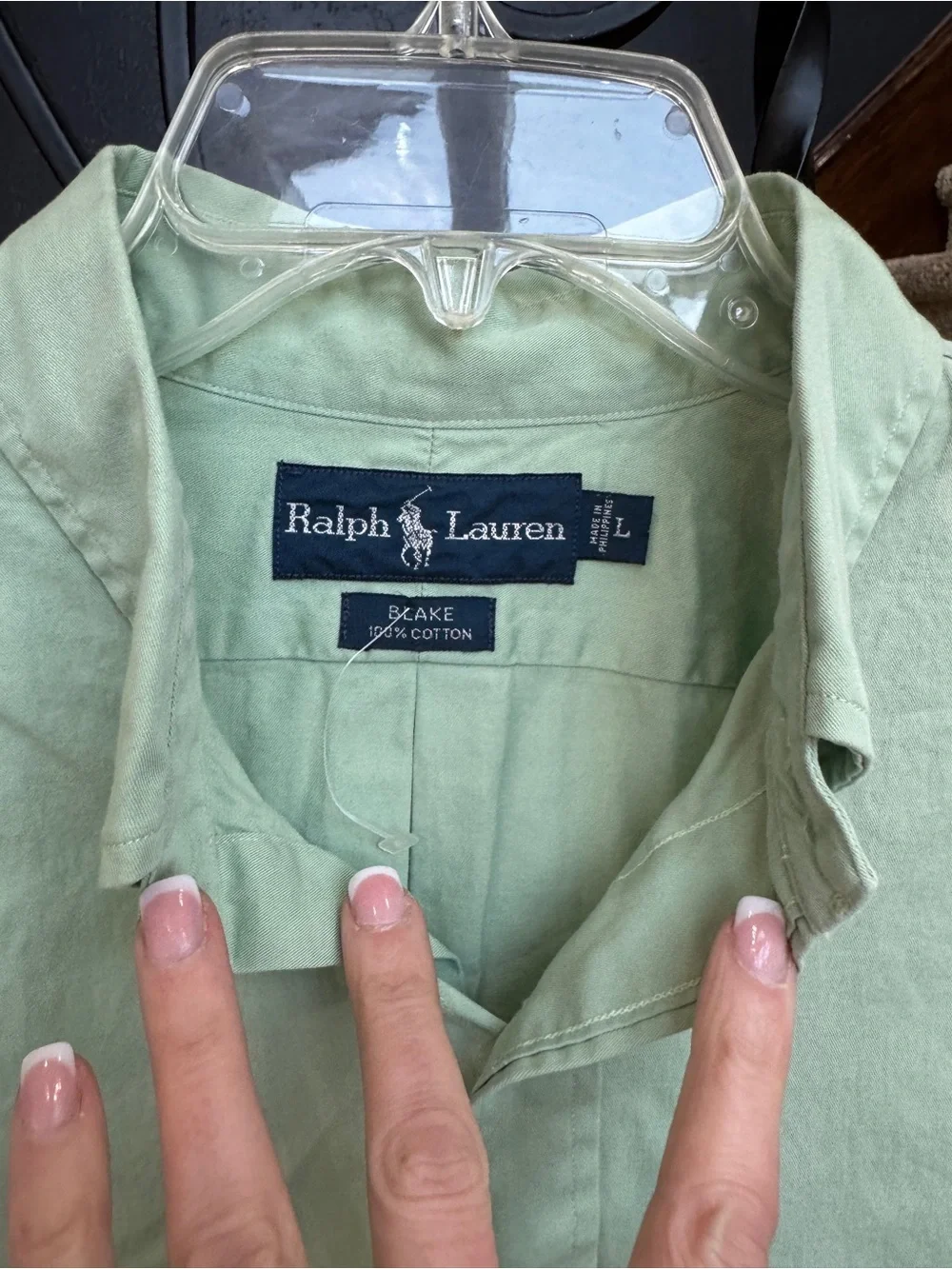 New Large Polo by Ralph Lauren Men's Light Green Oxford Button-Down Shirt - Picture 3 of 8